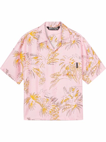 Palm Angels - Abstrac Palms-print shirt - men - Silk/Polyester - 46 - Pink