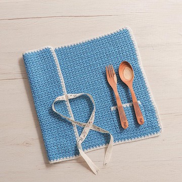 職人手作針織編織餐墊/餐具收納袋/生日禮/環保(不含餐具)-天空藍/交換禮物