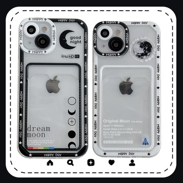 夢幻月球 插卡手機殼 鏡頭全包 空壓殼 iPhone16 15 14 13 12 11 Pro Max 可插卡/悠遊卡/