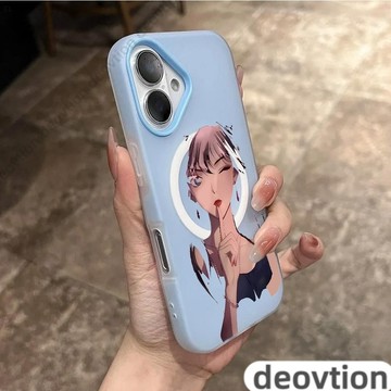 漫畫女孩馬卡龍磁吸 iPhone16 magsafe磁吸防摔手機 蘋果15 14 13 12Promax手機殼