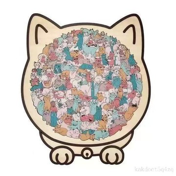 🎯台灣出貨🎯 趣貓集 貓貓 木質 疊疊拼圖 貓咪 可愛 木製 異形 禮物 解壓 🛒木子