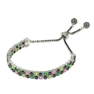 純銀八心八箭鋯石雙併手鍊 - 斑斕的蝴蝶(鑽球/扣環)