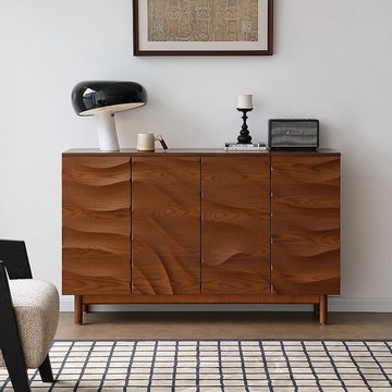 免運/公司貨 餐邊櫃 原木餐邊櫃 丹梵斯法式復中古風實木波浪餐邊柜電視柜收納儲物柜一體客廳臥室 可開發票 全館五折 工廠現貨直銷 新品特價 z10302