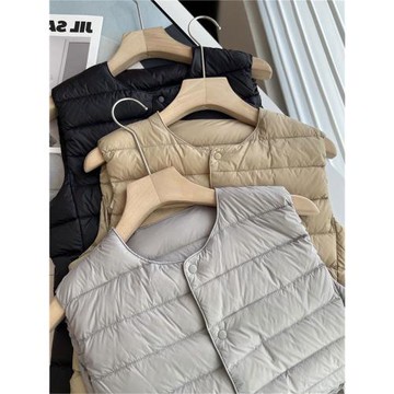 特價福利 日單純元尾 秋冬巨實用的輕型圓領羽絨服背心馬甲女款