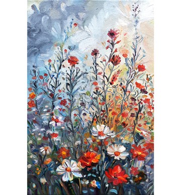 原創畫作 Meadow Painting Floral Artwork Original Art Oil On Canvas