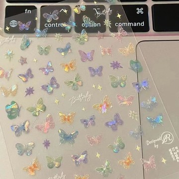 臺灣出貨💥小紅書爆款蝴蝶翼流光貼紙高級平面美甲貼紙繽紛蝴蝶仙女指甲貼紙