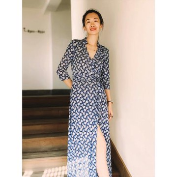 [博主同款]DV DVF OR2025夏季新款波紋雛菊宴會一片式裹身連衣裙