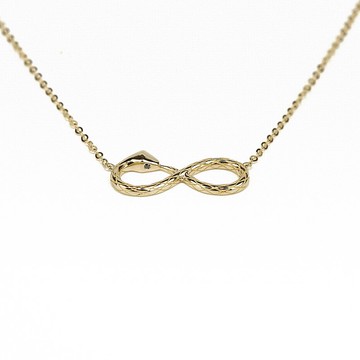 【灵蛇】純14K金無限蛇形黑鑽石項鍊項鍊 客製化設計訂製 P059