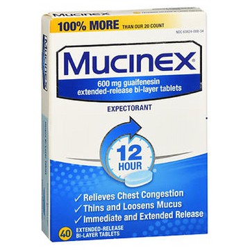 Mucinex Expectorant Extended Release 40 tabs by Mucinex