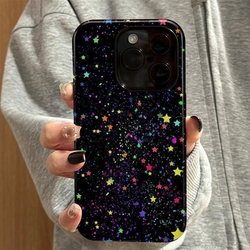 台灣出貨🔥 黑夜中彩色星星 蘋果17手機殼16/15ProMax二合一14 13 12 XRXS iphone 手機殼