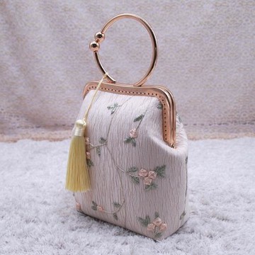 依瑾手作百搭復古蕾絲布藝旗袍漢服裙子手提斜挎單肩手工口金女包