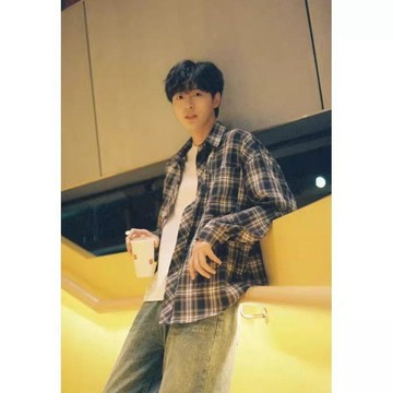 藏青色格子襯衫男長袖復古潮牌痞帥外套寬鬆休閒韓系男士內搭襯衣外套  韓國 雙拉鍊 寬鬆 長袖 外套