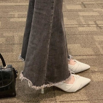 現款免運 小高跟涼鞋 低跟涼鞋 中跟涼鞋 尖頭高跟鞋女細跟法式復古小皮鞋高跟鞋子女新款婚鞋單鞋潮W