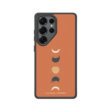 Galaxy S25 Ultra SolidSuit 黑 - ilovedoodle (Lim Heng Swee) - Cat Landscape - Cat Phases Orange 貓咪月象-橘