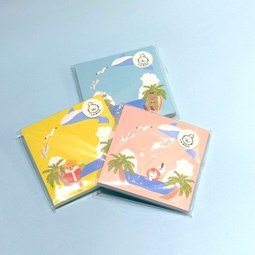 Shine原創可愛水獺卡皮巴拉貓咪夏日便簽貼拍紙簿