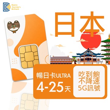 【DJB】日本網卡 日本sim卡 日本5g網卡吃到飽 4~25天  吃到飽不降速｜DJB暢日卡ULTRA