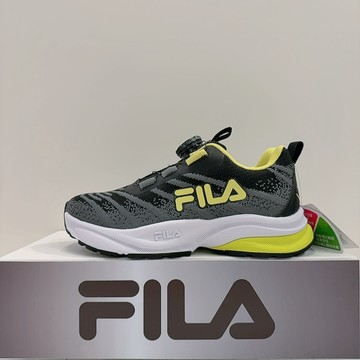 FILA KIDS 中童 黑色 旋轉鈕 足弓穩定 康特杯 透氣 舒適 運動 休閒鞋 3-J808A-004