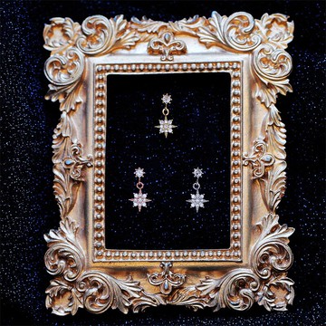 通體純銀六芒星耳釘女簡約顯臉瘦耳飾小巧耳墜滿鉆耳環新款潮1入