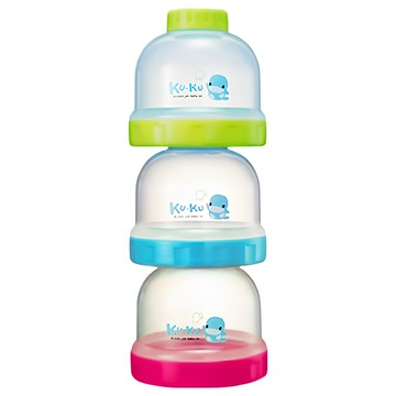 KU.KU Duckbill 酷咕鴨 疊疊樂食物奶粉罐套裝 3合1 奶粉罐/零食罐/離乳碗 寬口徑 BPA Free  綠色 + 藍色 + 粉色  1個