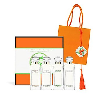 HERMES 愛馬仕 花園香水好運禮盒組7.5mlX4[希瑟花園+尼羅河+李先生+潟湖]+大吉大利擴香石附禮袋