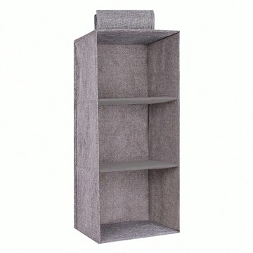 FANCYLIFE 衣櫥收納掛袋 可水洗 仿麻材質  三層灰色  1個