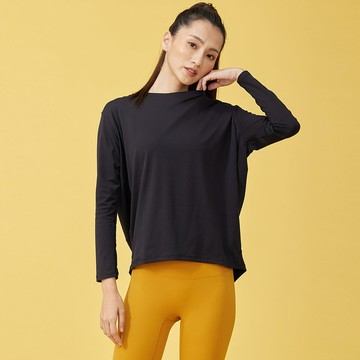長袖雙面柔感運動罩衫-Black
