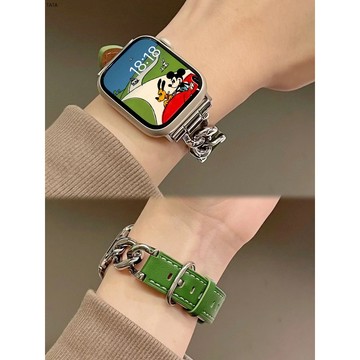 Apple Watch 真皮拼接錶帶 女士錶帶 真皮錶帶S8 S6 S7 SE 41mm 40mm 44mm 45