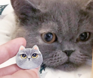 客製化禮物 別針 似顏繪 可愛動物別針 胸針 貓咪 狗狗 寵物 藍貓