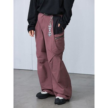 ARCH BY ROARINGWILD 咆哮野獸 紫色 磚紅色抽褶結構口袋寬松長褲