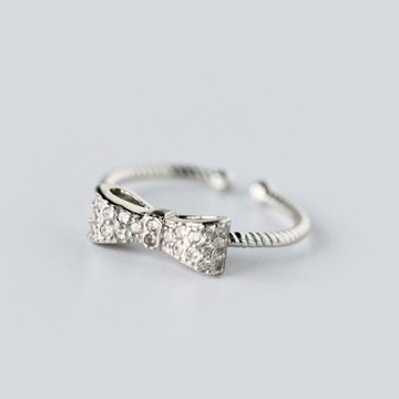 925純銀戒指鑲鑽開口戒-絢麗蝴蝶結設計七夕情人節禮物女飾品73dt100【獨家進口】【米蘭精品】