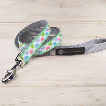 粉彩圓點綠色寵物牽繩 長 120 公分 寬 1.9 公分