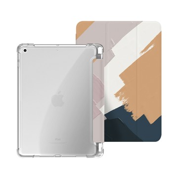 【下殺44折出清】Knocky｜iPad Pro 11 三折式霧面軟底軟邊氣囊保護殼 - 復古油畫(奶油藍/青藍色/香芋棕色) 2020-2022款通用