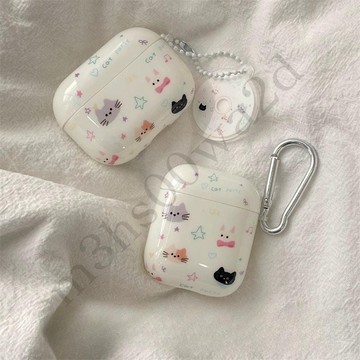 韓國塗鴉 星星貓咪 耳機套 Airpods pro 4代 防摔保護套 3代耳機殼 1/2代 4代耳機保護殼