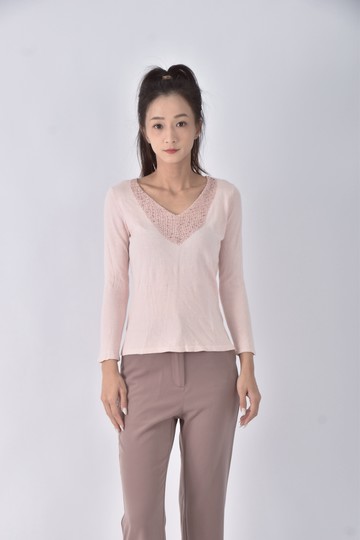 (S) inedv領粉色長袖上衣