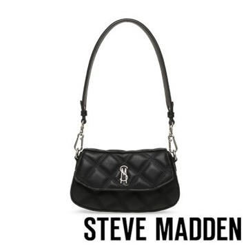 STEVE MADDEN-經典菱格紋金屬飾扣腋下包BTAIGA-Q-黑色