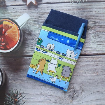 【貓咪迴轉壽司-藍】口袋型筆袋 護理師筆袋 醫師筆袋 老師筆袋