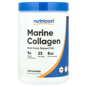 Nutricost, 海洋膠原蛋白，來自養殖魚類，原味，8.1 盎司（227 克）