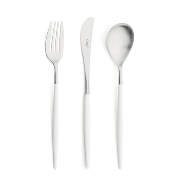 MIO系列-霧面銀色不銹鋼-主餐刀叉匙-3件組 奶茶柄主餐3件組