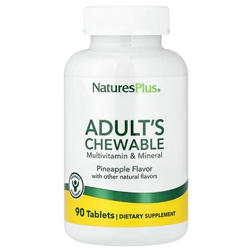 NaturesPlus, 成年人多維生素和礦物質咀嚼片，菠蘿味，90 片