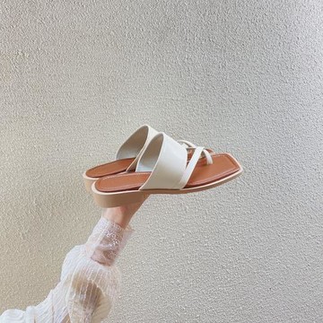 極簡百搭~韓系復古一字外穿拖鞋女夏季外穿夾趾ins潮時尚軟底涼鞋