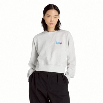 【NEW BALANCE】NB 短版衛衣 長袖 大學T 灰色 女  WT53507AHH