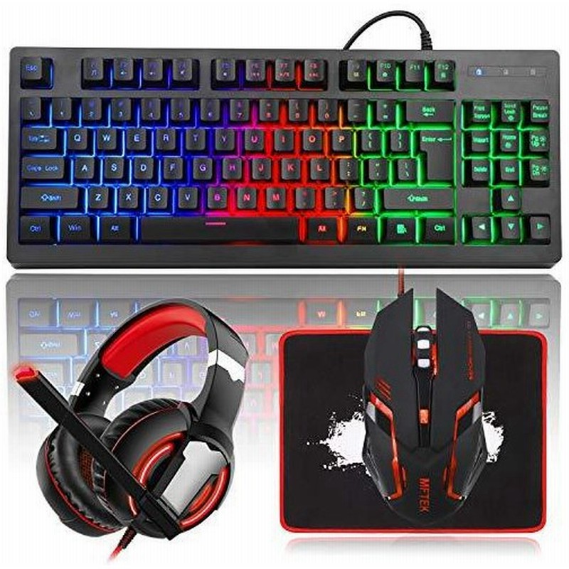 Mftek Rgb レインボーバックライト付きゲームキーボードとマウスのコンボ Led Pc ゲーム用ヘッドセット マ 通販 Lineポイント最大0 5 Get Lineショッピング