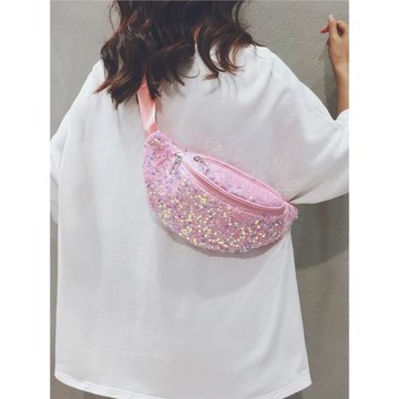 時尚亮片胸包女士2025新款嘻哈ins超火女式腰包休閑百搭斜挎包潮