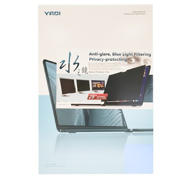 YADI 亞第 插卡隱貼 水之鏡防窺片 28度極小防窺視角 防眩抗汙濾藍光  透黑色  1個