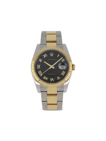 Rolex - 2006 pre-owned Datejust 36mm - men - stainless steel/Yellow Gold/Sapphire Glass - One Size - Black