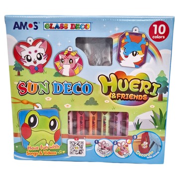 AMOS 阿摩司 Hueri and friends10色主題吊飾玻璃彩繪膠  1盒