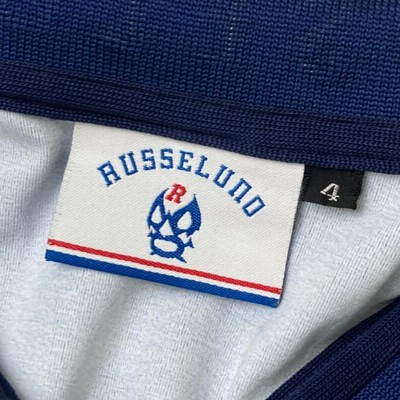 Russeluno ラッセルノ 半袖 デザイン ポロシャツ ゴルフ ウェア ロゴ RUSSELUNO ラッセルノ 半袖ポロシャツ ルチャ刺繍 ネイビー系 4