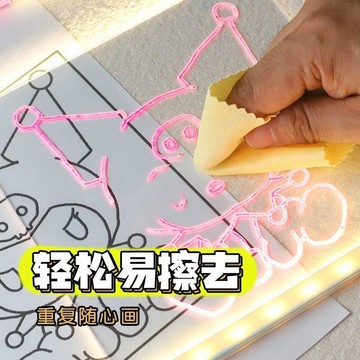 【臺灣-出貨】兒童亞克力發光畫板LED熒光塗鴉可擦節日夜市擺攤發光廣告牌戶外5DKF