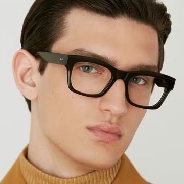 【GIGI Studios】金飾斜切方框光學眼鏡(墨綠 - REMBRANDT-6740/7)