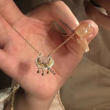 桃園出貨新款國風祥雲鎖項鏈平安吉祥高級輕奢小衆中式設計白玉髓女鎖骨鏈